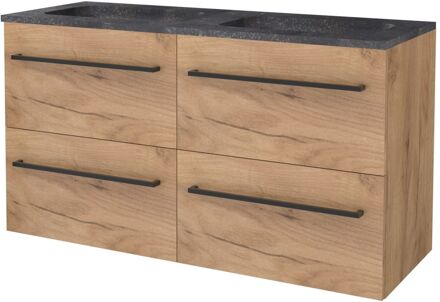 Badmeubelset BWS Salt 120x46cm Met Grepen 4 Lades Met Wastafel Hardsteen Whisky Oak Bruin