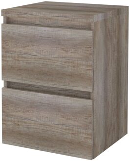 Badmeubelset BWS Salt 50x46cm Greeploos 2 Lades Met Afdekplaat Scotch Oak Bruin