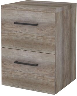 Badmeubelset BWS Salt 50x46cm Met Grepen 2 Lades Met Afdekplaat Scotch Oak Bruin