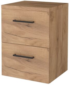 Badmeubelset BWS Salt 50x46cm Met Grepen 2 Lades Met Afdekplaat Whisky Oak Bruin