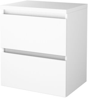 Badmeubelset BWS Salt 60x46cm Greeploos 2 Lades Met Afdekplaat Ice White Wit