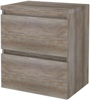 Badmeubelset BWS Salt 60x46cm Greeploos 2 Lades Met Afdekplaat Scotch Oak Bruin