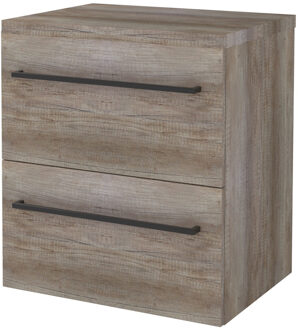 Badmeubelset BWS Salt 60x46cm Met Grepen 2 Lades Met Afdekplaat Scotch Oak Bruin