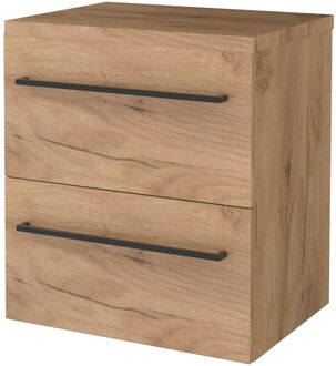 Badmeubelset BWS Salt 60x46cm Met Grepen 2 Lades Met Afdekplaat Whisky Oak Bruin