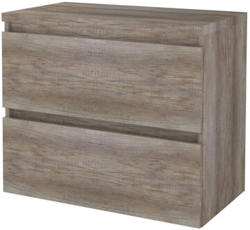 Badmeubelset BWS Salt 80x46cm Greeploos 2 Lades Met Afdekplaat Scotch Oak Bruin