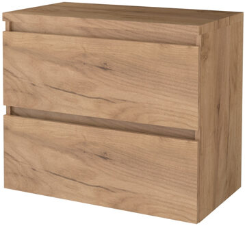 Badmeubelset BWS Salt 80x46cm Greeploos 2 Lades Met Afdekplaat Whisky Oak Bruin