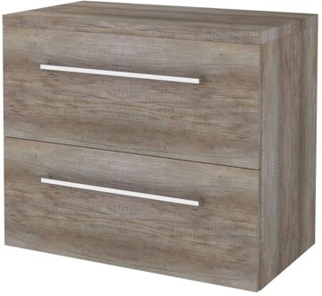 Badmeubelset BWS Salt 80x46cm Met Grepen 2 Lades Met Afdekplaat Scotch Oak Bruin