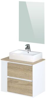 Badmeubelset Herrados 80cm In Wit/eiken Mat