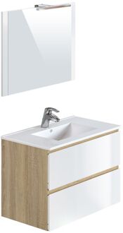 Badmeubelset Milenio Wit/eik Glanzend 80cm