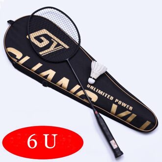 Badminton Racket Professionele Carbon Badminton Racket 22-28 Lbs Gratis Grips Geregen 6U 72G, 7U 62G zwart
