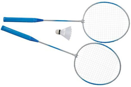 Badminton rackets en shuttle setje - kunststof - blauw - buiten spelen - tennis