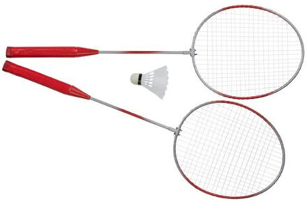 Badminton rackets en shuttle setje - kunststof - rood - buiten spelen - tennis