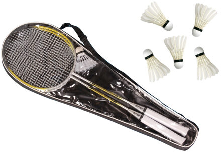 Badminton set - 2 rackets - 6x shuttles - opbergtas