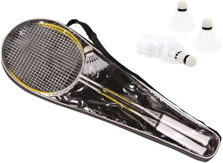 Badminton set - met 8x shuttles - en opbergtas - voor volwassenen en kinderen