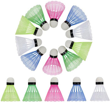 Badminton shuttle setje - 15x shuttles - kunststof - multi - badminton - buiten spelen