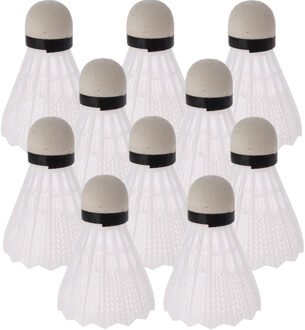Badminton shuttles - 10x - wit - kunststof - 7 cm - shuttles voor spel/vakantie/camping
