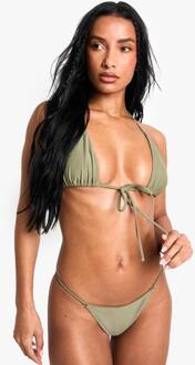Badmode Essentials Veters Voor Driehoek Bikini Top, Khaki - 36