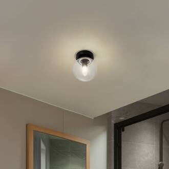 Badolo plafondlamp, zwart, glas, Ø 15 cm, IP44 zwart, helder