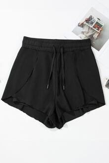 Badpak Tweedelig Hoge Taille Shorts - maat L Zwart