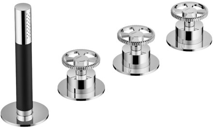 Badrandcombinatie Hotbath Cobber @Work Inbouw 4 Gats Met 2 Stopkranen En Handdouche Chroom (zonder uitloop)