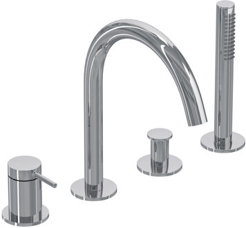 Badrandcombinatie IVY Bond 4-gats Mengkraan Met Uittrekbare Handdouche Draaibare Uitloop Chroom IVY