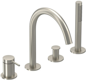 Badrandcombinatie IVY Bond 4-gats Mengkraan Met Uittrekbare Handdouche Draaibare Uitloop Geborsteld Nickel PVD IVY