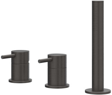 Badrandcombinatie IVY Concord 3-gats Mengkraan Met Uittrekbare Handdouche Zonder Uitloop RVS316 Geborsteld Carbon Black PVD Geborsteld RVS316 Carbon Black PVD