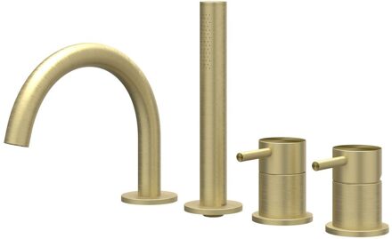 Badrandcombinatie IVY Concord 4-gats Mengkraan Met Uittrekbare Handdouche Draaibare Uitloop RVS316 Geborsteld Mat Goud PVD IVY