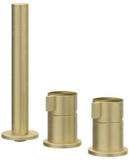 Badrandcombinatie IVY Tribe 3-gats Mengkraan Met Uittrekbare Handdouche Zonder Uitloop RVS316 Geborsteld Mat Goud PVD IVY