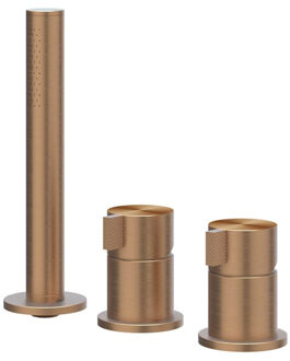 Badrandcombinatie IVY Tribe 3-gats Mengkraan Met Uittrekbare Handdouche Zonder Uitloop RVS316 Geborsteld Mat Koper PVD IVY