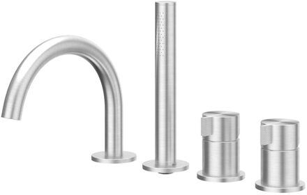 Badrandcombinatie IVY Tribe 4-gats Mengkraan Met Uittrekbare Handdouche Draaibare Uitloop Geborsteld RVS316 IVY