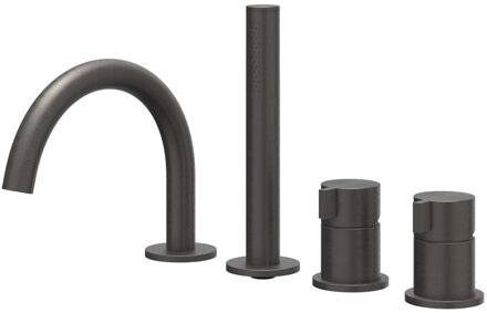 Badrandcombinatie IVY Tribe 4-gats Mengkraan Met Uittrekbare Handdouche Draaibare Uitloop RVS316 Geborsteld Carbon Black PVD IVY