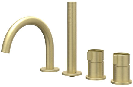Badrandcombinatie IVY Tribe 4-gats Mengkraan Met Uittrekbare Handdouche Draaibare Uitloop RVS316 Geborsteld Mat Goud PVD IVY