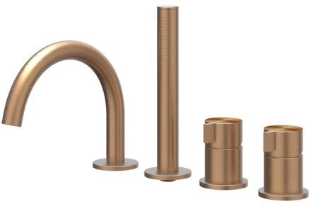 Badrandcombinatie IVY Tribe 4-gats Mengkraan Met Uittrekbare Handdouche Draaibare Uitloop RVS316 Geborsteld Mat Koper PVD IVY