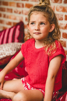 Badstof sweater reliëf voor meisjes in de kleur Rood - 116
