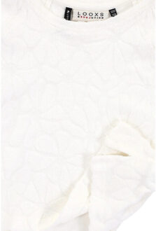 Badstof top flower voor meisjes in de kleur Wit - 176