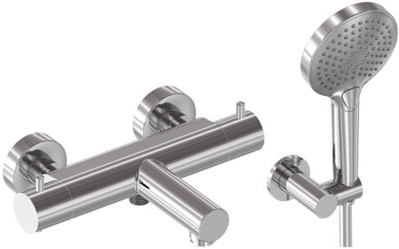 Badthermostaat Combiset MAY Incl. Verstelbare Wandsteun, Doucheslang 125 cm & 3-Standen Handdouche Chroom