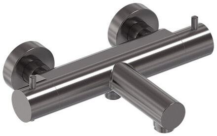 Badthermostaat MAY Opbouw Met Vaste Uitloop Geborsteld Carbon Black PVD Gunmetal