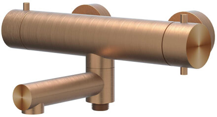 Badthermostaatkraan IVY Concord Opbouw Omstel Met Draaibare Baduitloop Met Omstel RVS316 Geborsteld Mat Koper PVD IVY