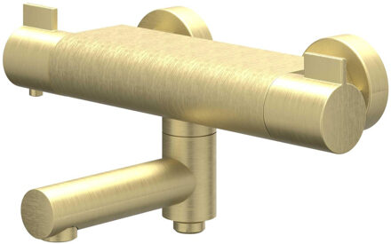 Badthermostaatkraan IVY Pact Opbouw Omstel Met Draaibare Baduitloop Met Omstel Cooltouch Geborsteld Mat Goud PVD IVY