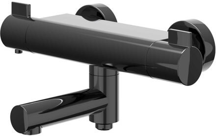 Badthermostaatkraan IVY Pact Opbouw Omstel Met Draaibare Baduitloop Met Omstel Cooltouch Zwart Chroom PVD IVY