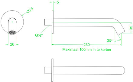 Baduitloop IVY Geborsteld Mat Koper PVD