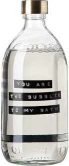 Badzeep helder glas messing dop fles 500ml tekst YOU ARE THE BUBBLES TO MY BATH