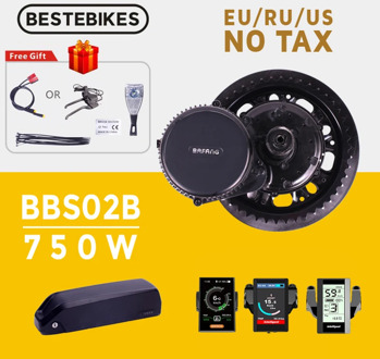 Bafang Motor BBS02B BBS02 48V 750W Mid Drive Motor Electric Bike Ebike Conversion Kit With52V17.5AH Samsung Lithium Battery Kit