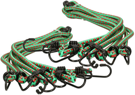 Bagage spin/spanelastiek voor fiets/auto - 2x - groen - 80 cm - rubber met 4 spinhaken