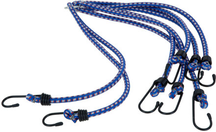 Bagage spin/spanelastiek voor fiets/auto - blauw - 80 cm - rubber met 4 spinhaken - Bagagespinnen