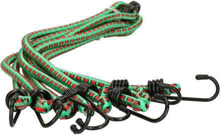 Bagage spin/spanelastiek voor fiets/auto - groen - 80 cm - rubber met 4 spinhaken - Bagagespinnen