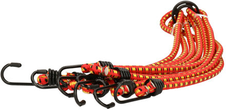 Bagage spin/spanelastiek voor fiets/auto - rood - 80 cm - rubber met 4 spinhaken - Bagagespinnen