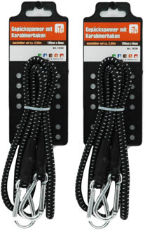 Bagagespin - 2x stuks - snelbinders - 250 cm met karabijnhaken - Spanelastieken met haken