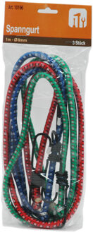 Bagagespin/snelbinders - 3x - 100 cm - gekleurd - Spanelastieken - met haken